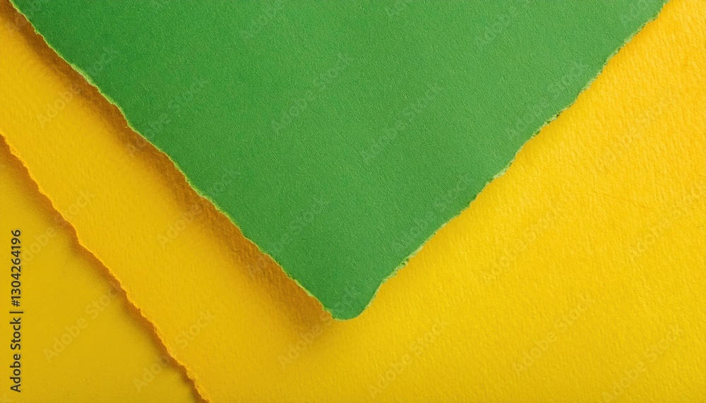 Aufkleber torn edge of yellow paper over green background creating diagonal division, minimalist abstract design for modern background