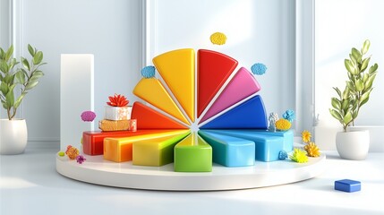 minimal pastel 3D pie chart with subtle shadows and elegant color transitions vast blank space high detailed high skin detailed 