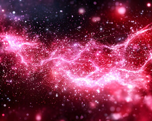 Fototapeta premium Sparkling network connecting space entities amid stardust and cosmos' dark depths