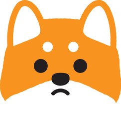 不満げな表情をしているシンプルな柴犬のイラスト
