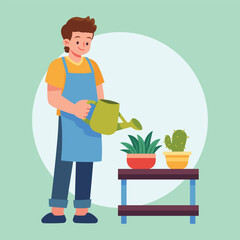 Flat Vector Gardening Illustration
