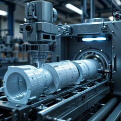 Metalworking Machine. Cnc metalworking machine in a factory.