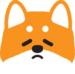 つまらなそうな顔をしているシンプルな柴犬のイラスト