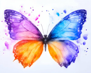 Watercolor Butterfly on White Background