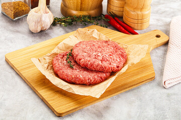 Raw beef minced meat cutlet