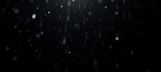 Falling rain texture on black background, water droplets overlay, blurred rainfall effect, stormy weather scene, rainy motion backdrop, editing element for photo