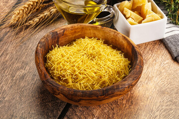 Raw dry Italian pasta Vermicelli