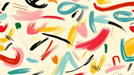 Obraz premium Vibrant paintbrush strokes generating abstract pattern with dynamic colors, overlapping shapes forming seamless artistic design for creative backgrounds