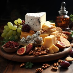 Artisan Cheese Platter with a Variety of Textures