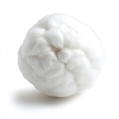 Soft, White Cotton Ball Displayed Against a Plain White Background, Showing its Fluffy Texture and Rounded Shape.