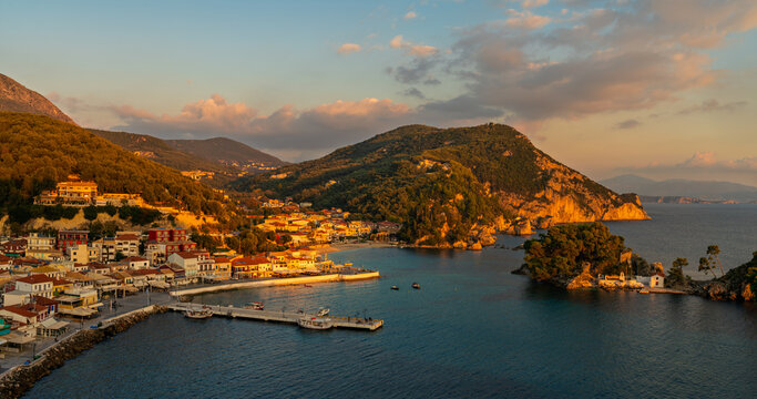 Beautiful Panoramic View Of Parga Harbour ,Greece.