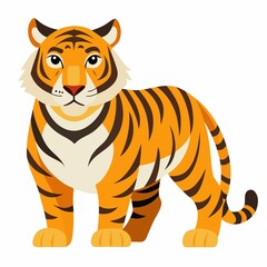 tiger cartoon Ilustration on white background. Cute tiger
