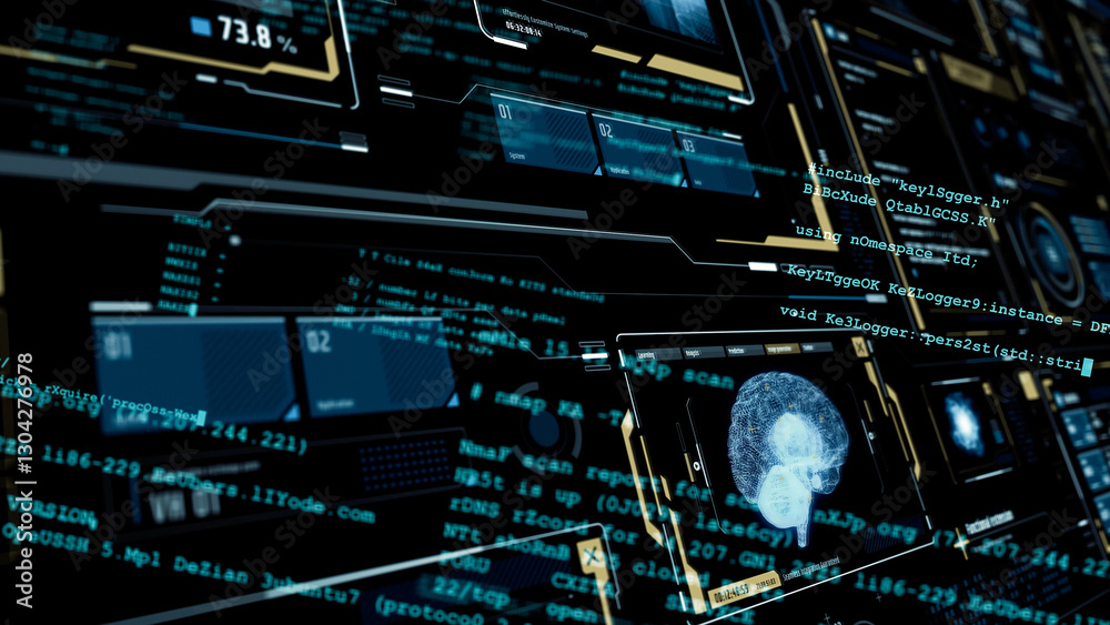 Aufkleber Digital transformation concept. System engineering. GUI (Graphical User Interface).