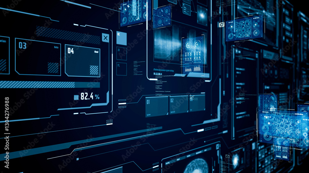 Aufkleber Digital transformation concept. System engineering. GUI (Graphical User Interface).