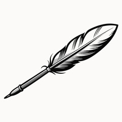 Vector isolated silhouette of bird feather. Feather icon template color editable. Feather symbol vector sign isolated on white background.