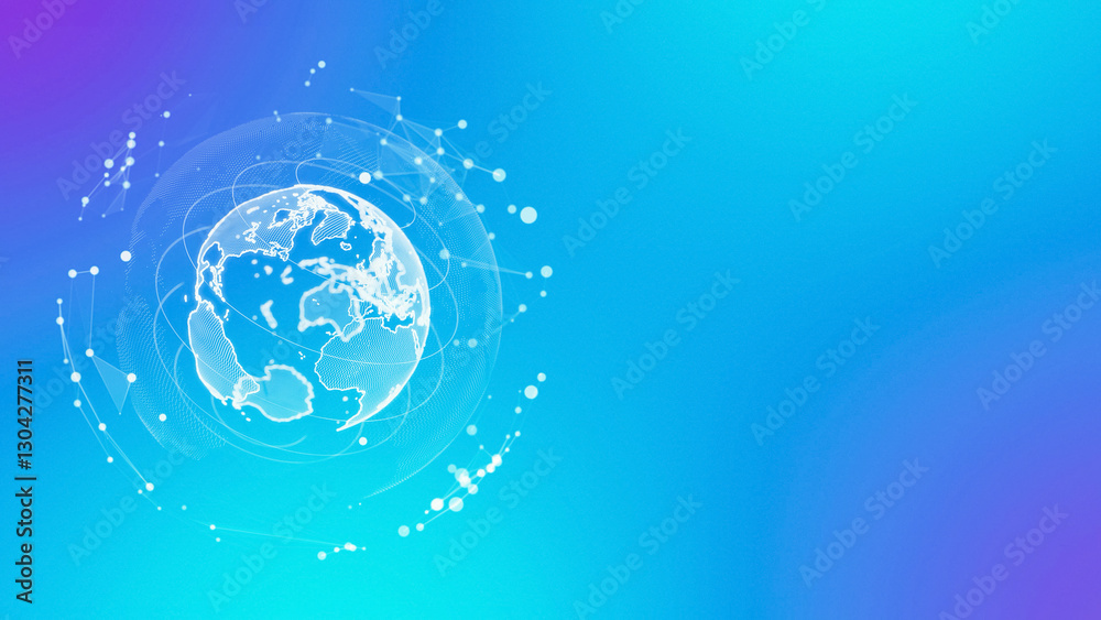 Poster Global communication network concept. Planet earth in cyberspace.