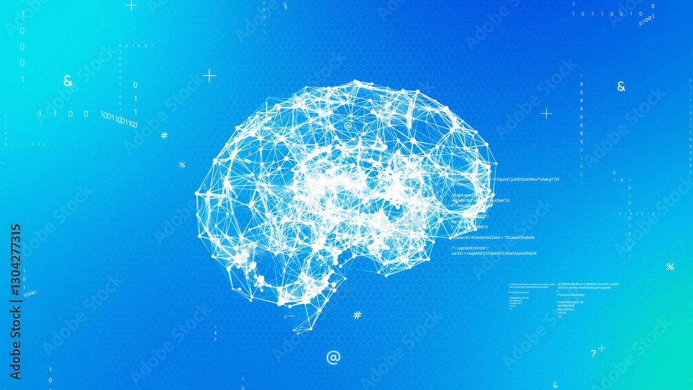 Poster ai (artificial intelligence) concept. communication network.