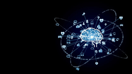 AI (Artificial Intelligence) concept. Communication network.
