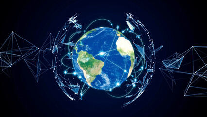 Global communication network concept. Planet earth in cyberspace.