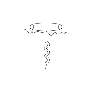 recommend clip art: one line art Corkscrew vector illustration. line art, one continuous line, simple, hand drawn and sketch style. for icons, symbols, signs or logos