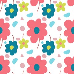 seamless pattern with flowers on white background 