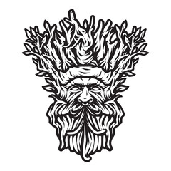 Vintage Black and White Monster Tree Vector Illustration for Gothic Designs
