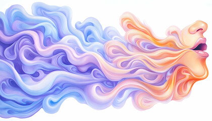 Obraz premium Abstract female face transforming into pastel swirls