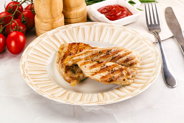 Grilled pork steak with sauce