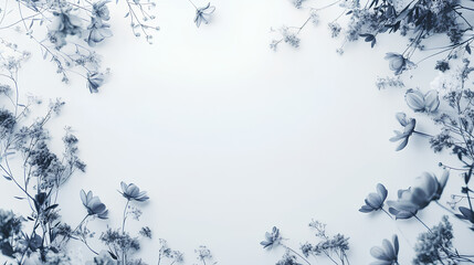 photo frames, banners, with small flower decoration on a white background