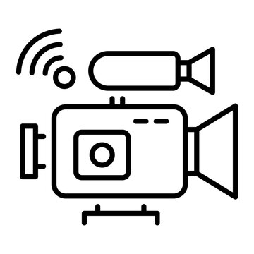 recommend clip art: Camcorder device icon in linear style 