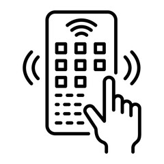 Touch screen device icon in linear style 