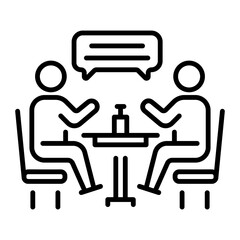 Two characters doing a talk show, linear style icon 