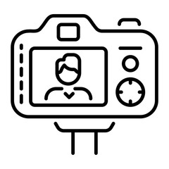 Video recording camera icon in linear style 