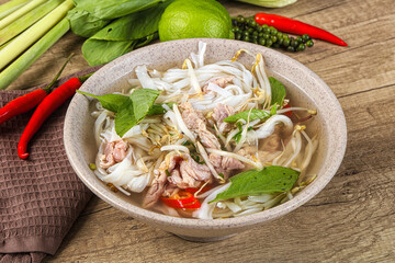 Vietnamese Pho Bo soup with beef