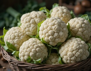 Cauliflower in a wicker basket