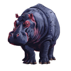 Fototapeta premium Rhinoceros isolated on transparent background. PNG. Generated AI.