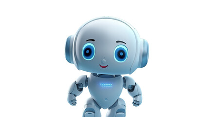 Fototapeta premium Cute Smiling Robot on Transparent Background – Modern & Fun Character 