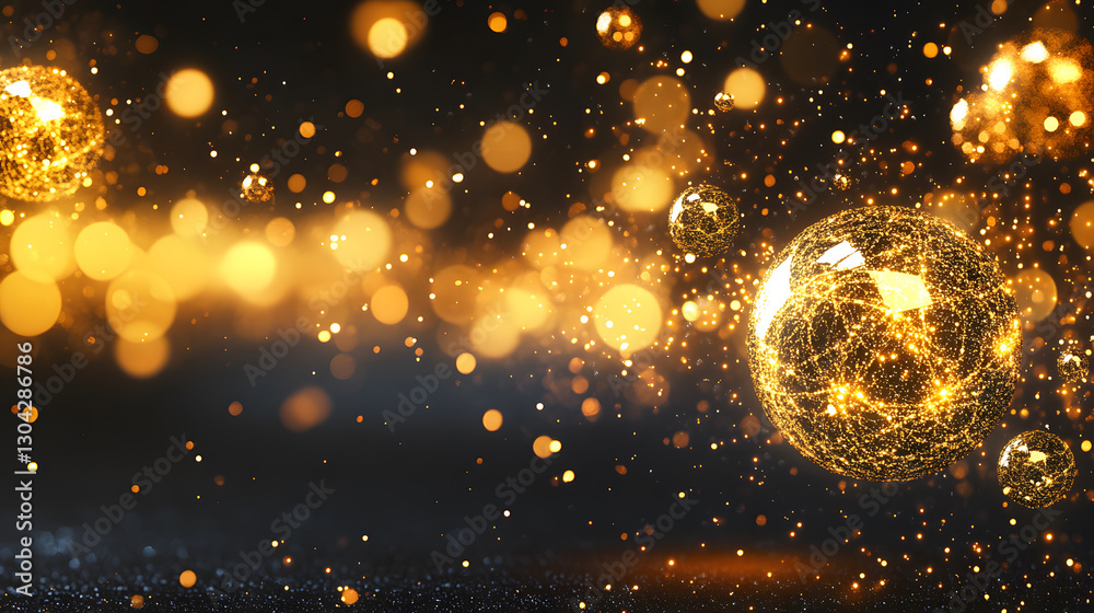 Aufkleber a shimmering display of golden orbs and sparkling light against a dark background, creating a magica