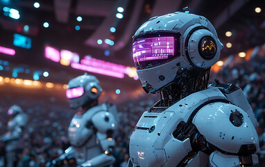Fototapeta premium Futuristic Robot Battle in High-Tech Arena 