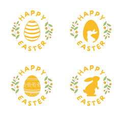 Vector set of flat designed Easter icons. Easter design element.