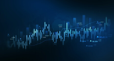Digital financial chart indicators, stock market business and exchange financial growth graph	
