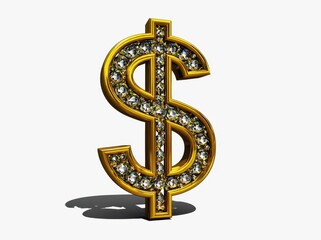 Obraz premium Diamond dollar sign with gold setting