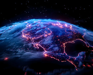 Glowing North & Central America at Night from Space