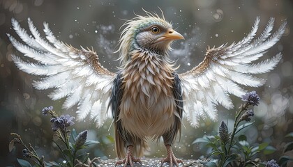 Fototapeta premium Create a hybrid bird that combines traits from two distinct species.-