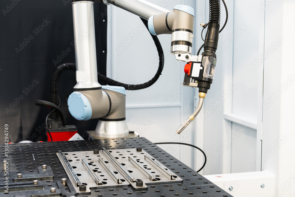 Fototapete automatic welding robot in a modern factory in operation