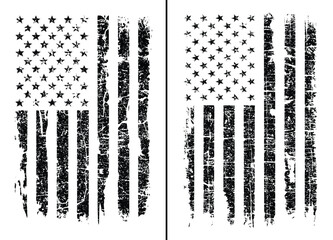 Grunge Vertical American Flag Set &ndash; Distressed USA Patriotic Design