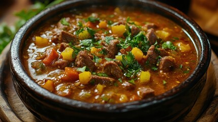 A hearty stew, where tender chunks of beef mingled with a symphony of vegetables, creating a symphony of flavors and aromas that danced on the palate.
