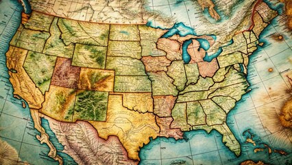 Fototapeta premium 1876 United States Geological & Climate Map - Vintage Scientific Cartography
