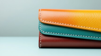 This image showcases a vibrant leather wallet featuring a beautiful gradient of colors, highlighting its unique textures and design, perfect for fashion and accessory lovers.