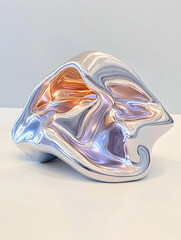 Metallic Sculpture Abstract Form, Gallery Setting